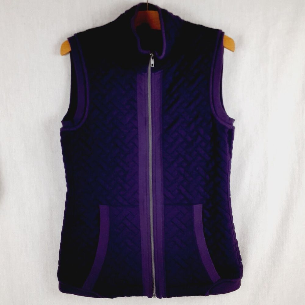 Context Womens Medium Purple Quilted Zipper Sleeveless Vest Jacket New